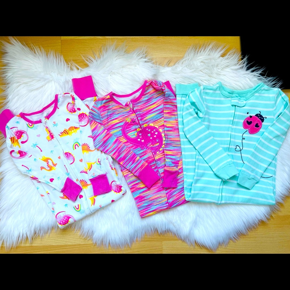 1 Carter’s and 2 kids headquarters footless PJ’s 3T pink - mint